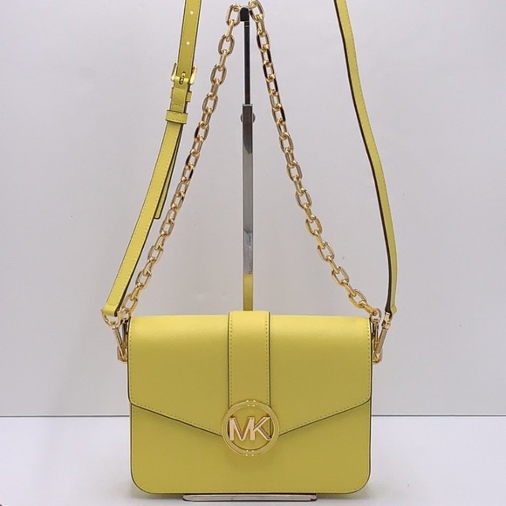 Michael Kors Carmen Medium Convertible Shoulder Bag Crossbody SUNSHINE Leather - Picture 14 of 16